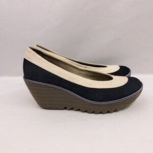 Womens Black Beige Wedge Shoes Slip On Comfort Casual Round Toe Platform